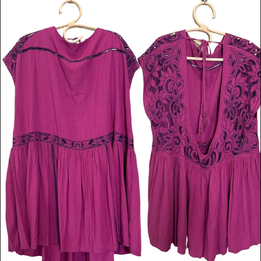 Free People Oversized Tunic Dress with Laser Cut Sleeves NWOT Size Medium